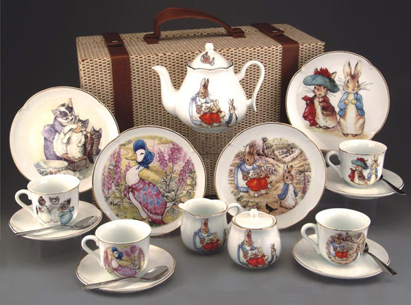 Large Reutter Porcelain Beatrix Potter Tea Set